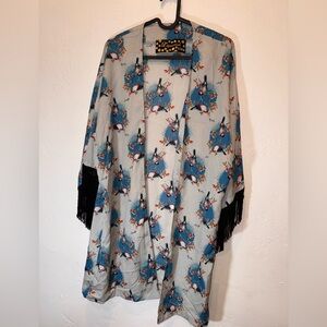 Floral Kimono with Fringe